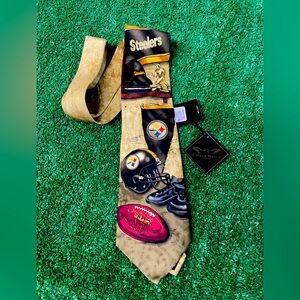 EUC Pittsburgh Steelers NFL Men's Silk Necktie Neck Tie Yellow 100silk
